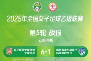 2025全国女子足球乙级联赛 第5轮 战报、积分榜、射手榜