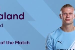 7场9球领跑英超射手榜！官方：哈兰德当选曼城1-0布伦特福德MVP